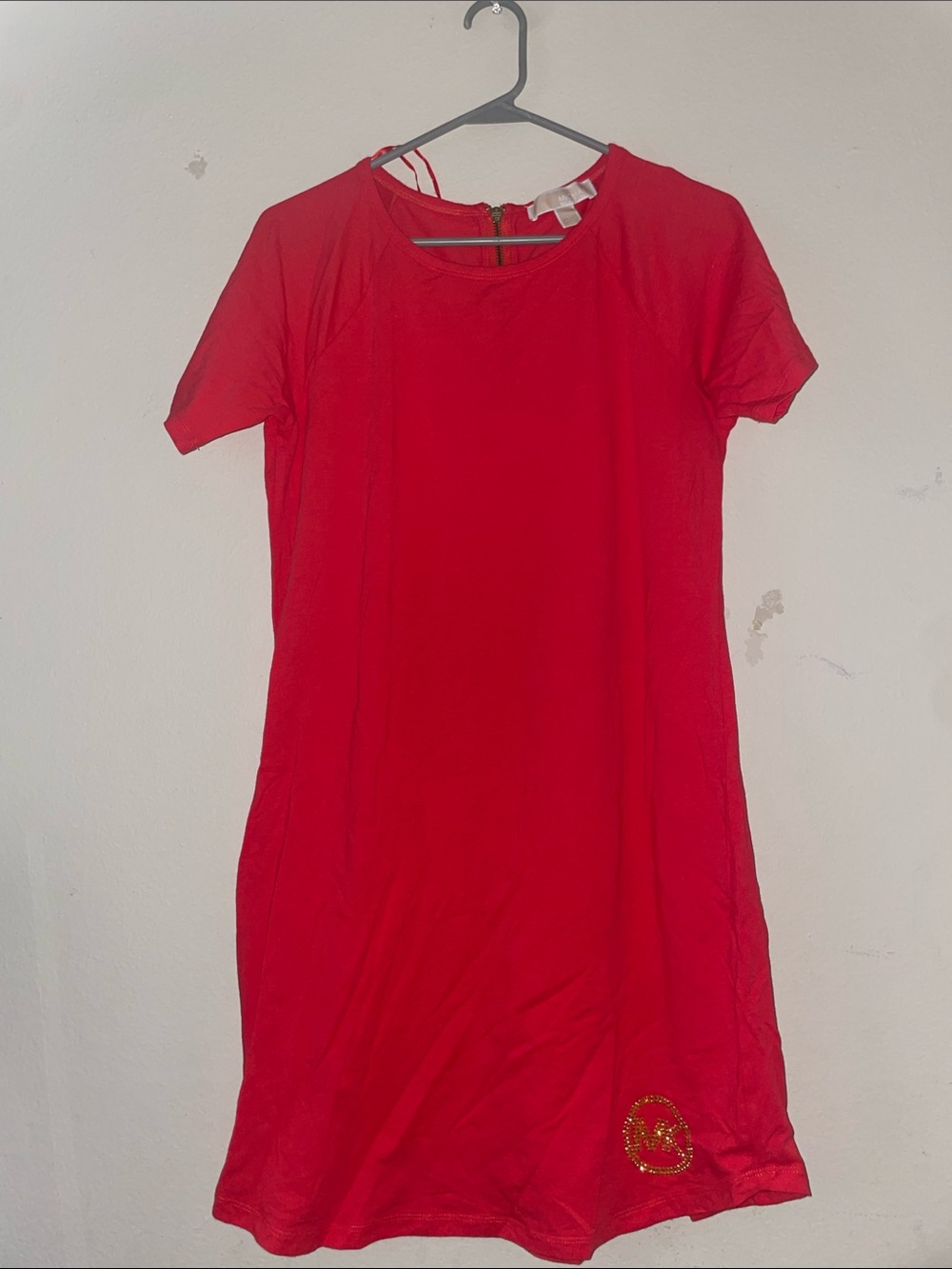 MICHAEL Michael Kors Coral Reef Red Crewneck Shift Dress with Back Zip Size S